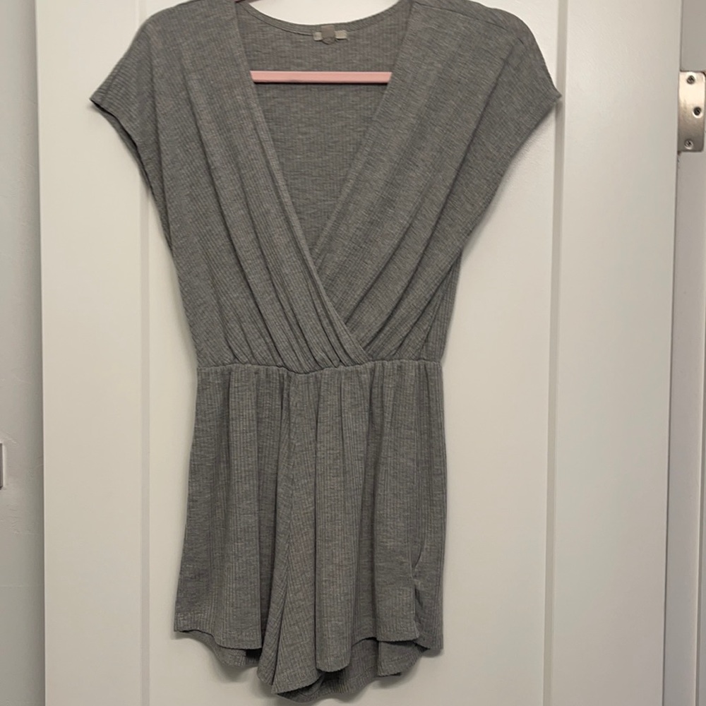 comfy grey ribbed romper from Urban Outfitters